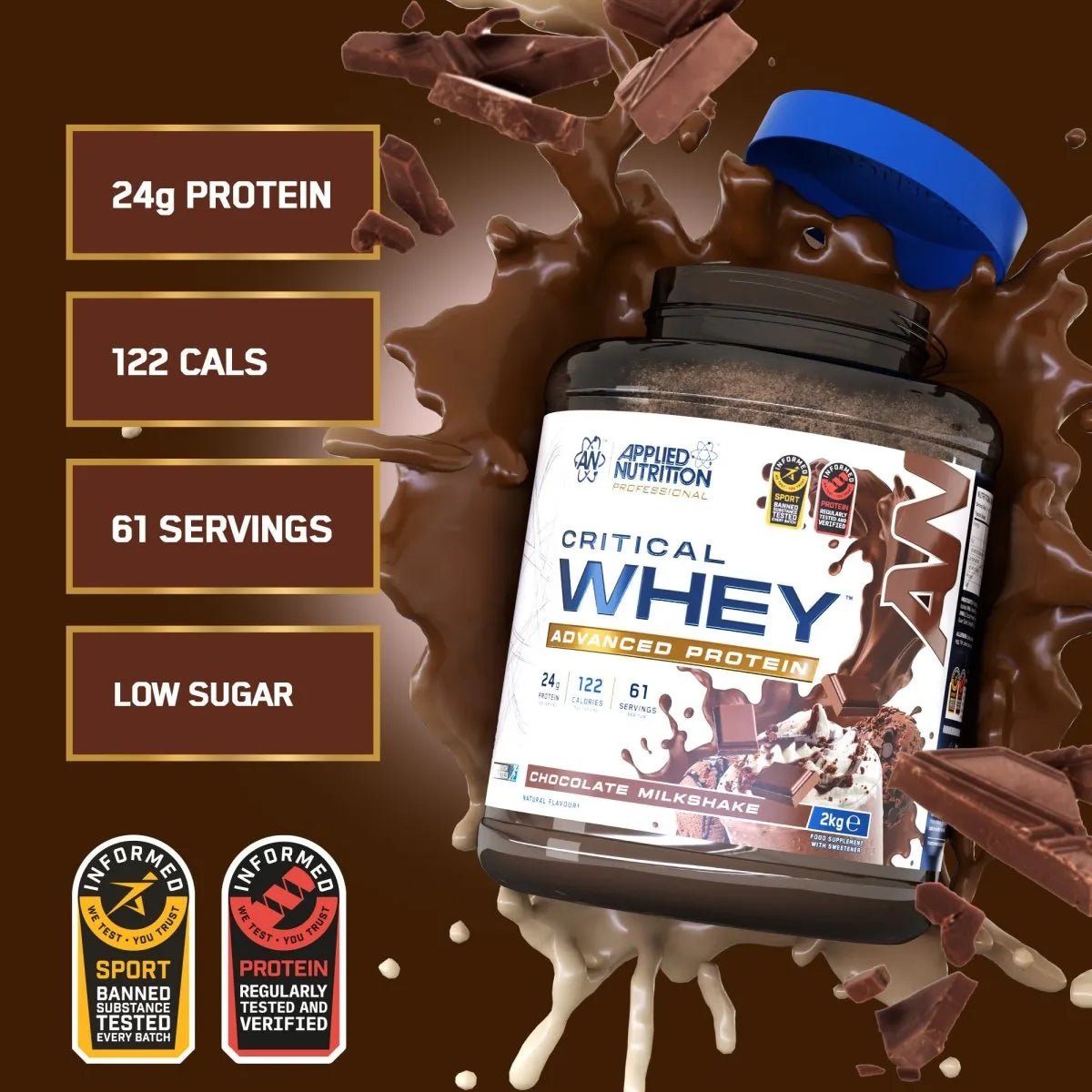 Critical Whey Protein 2kg Chocolate Milkshake Macros