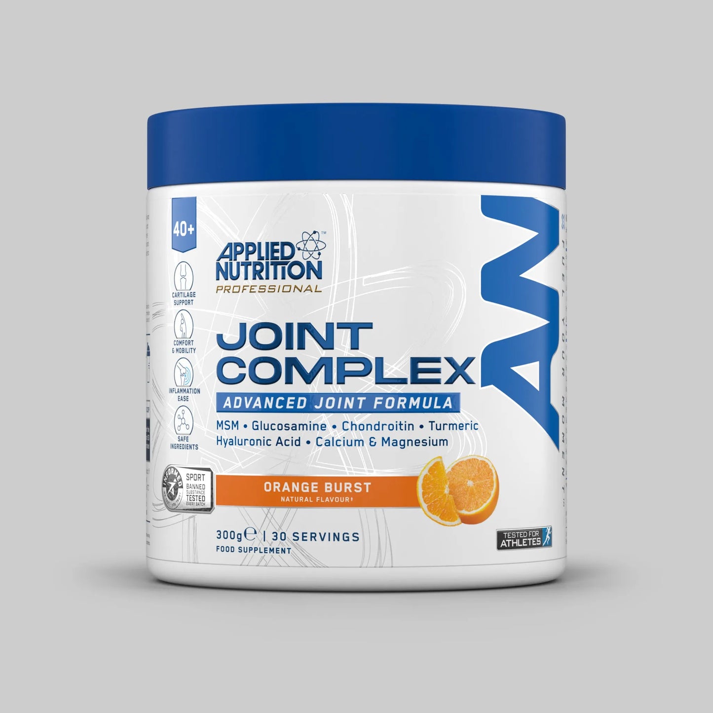 Applied Nutrition Joint Complex Orange Burst supplement container on a grey background