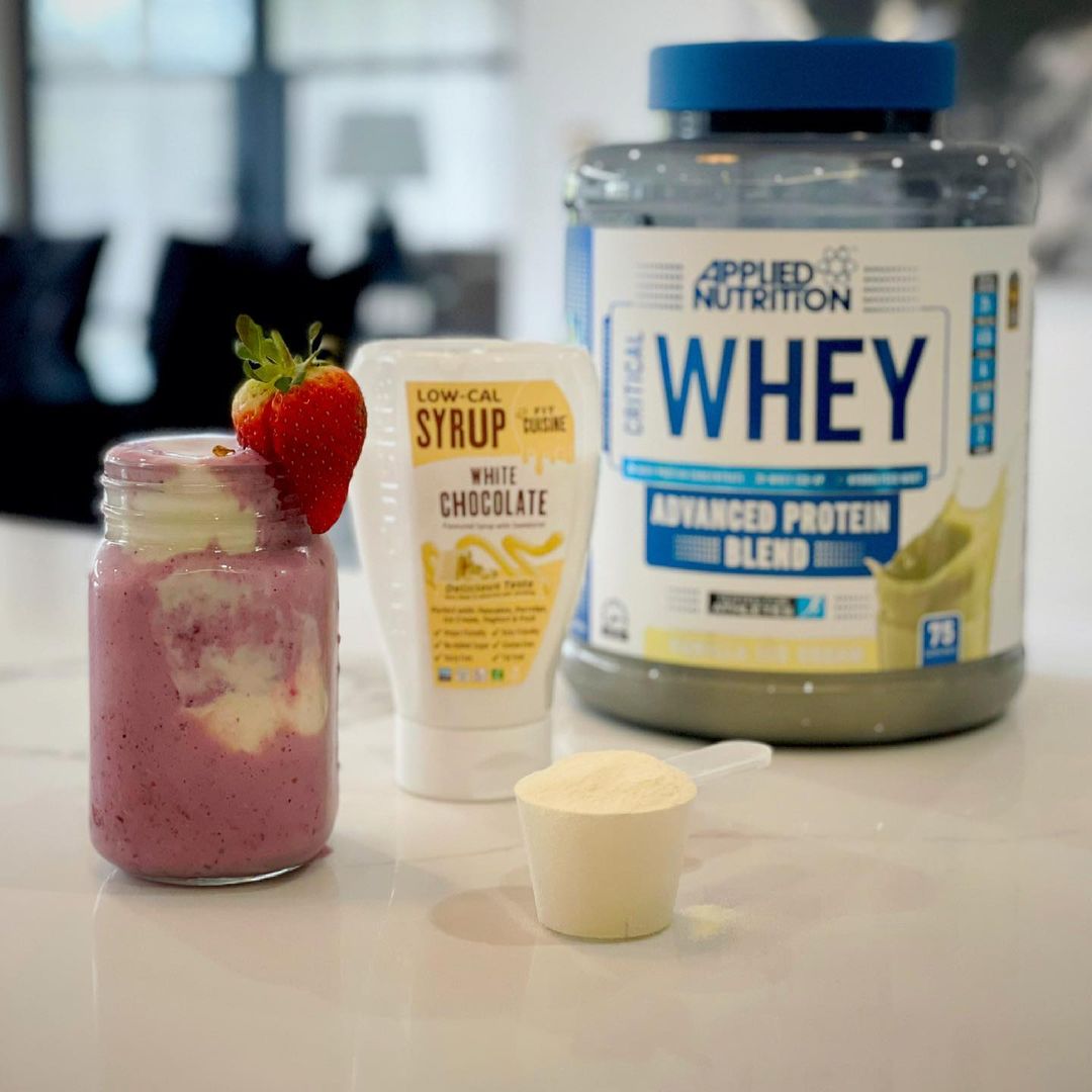 White Chocolate Strawberry Protein Smoothie