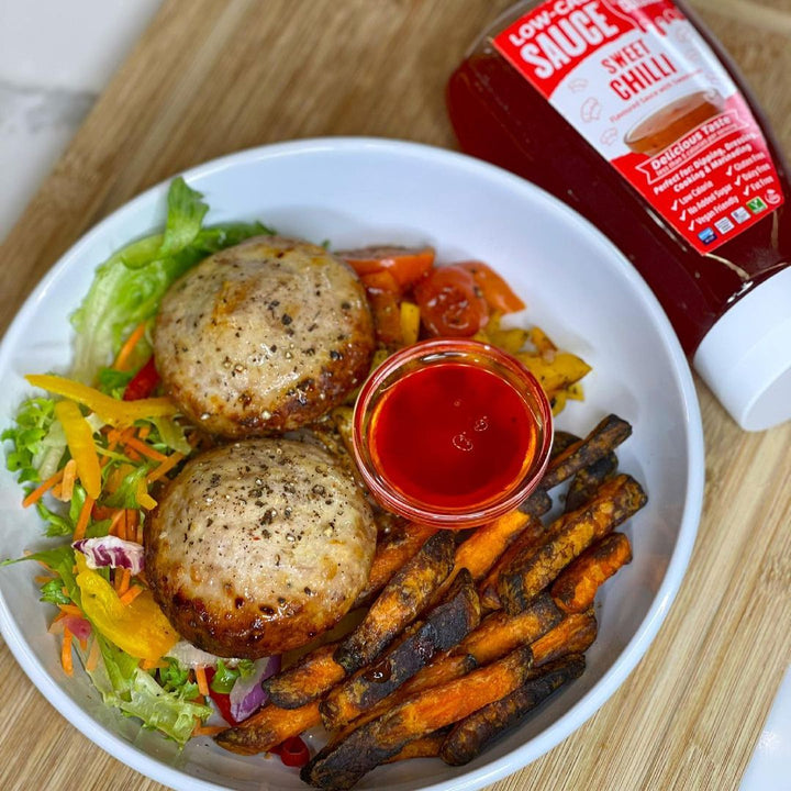 Bunless Sweet Chilli Turkey Burguers