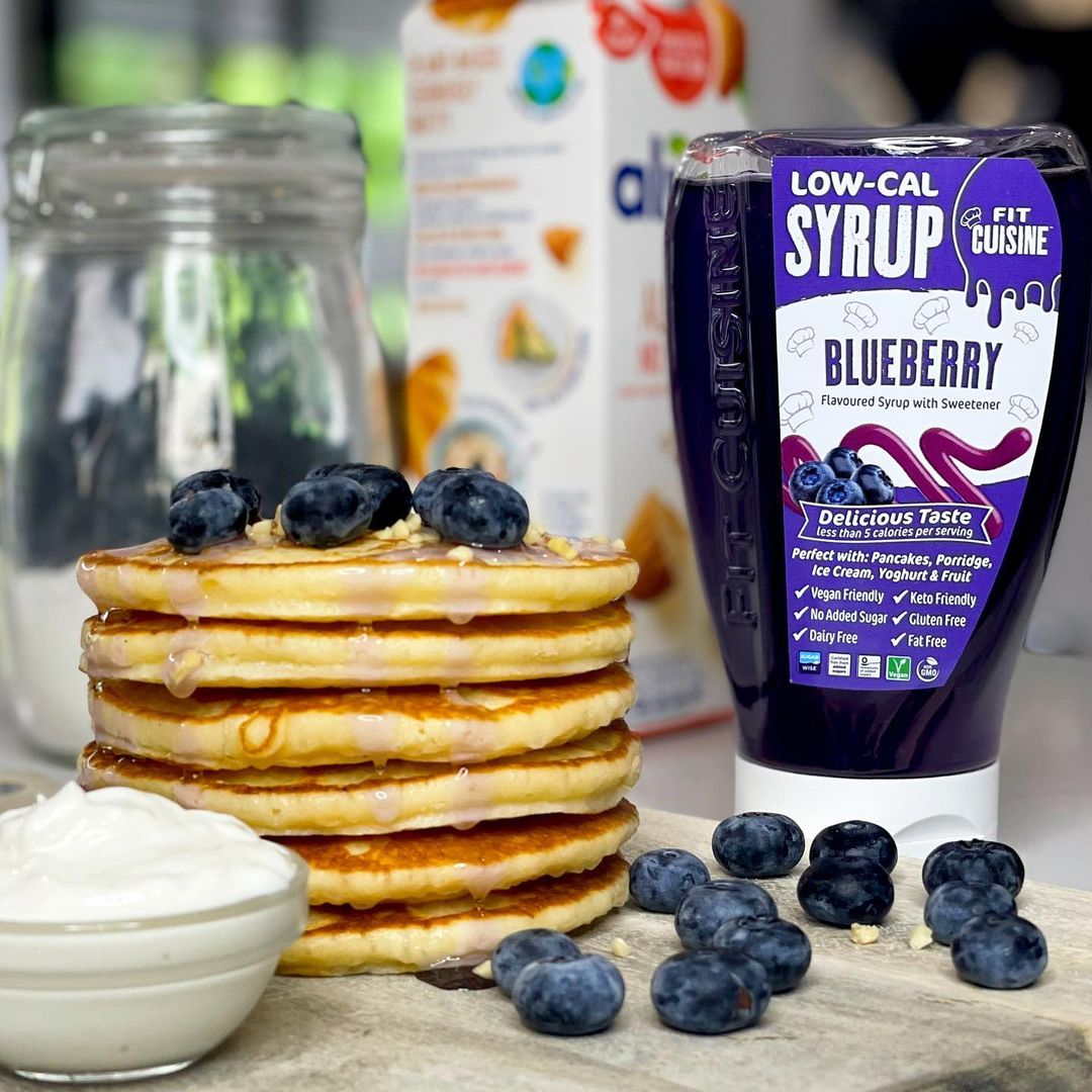 American Pancakes with Low-Cal Blueberry Syrup