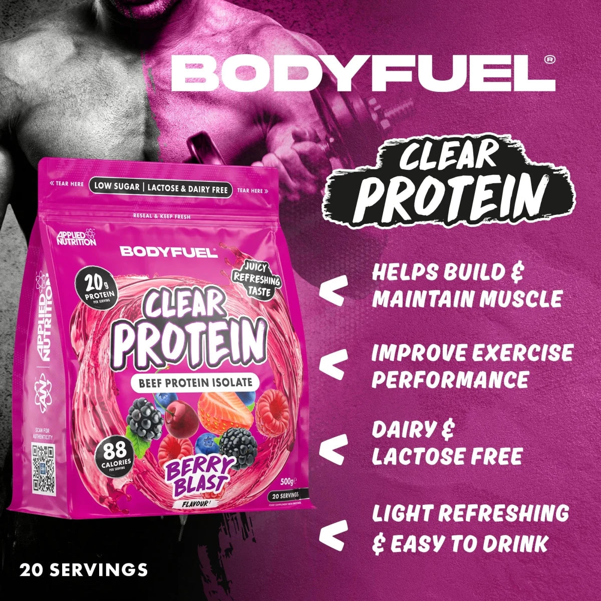 BODYFUEL Clear Beef Protein Isolate 500 g (20 Portionen)