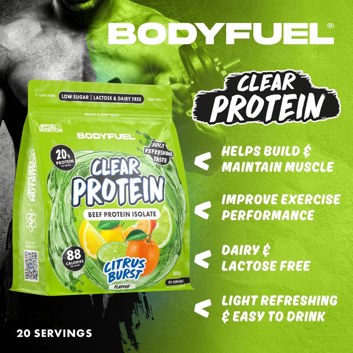 BODYFUEL Clear Beef Protein Isolate 500 g (20 Portionen)