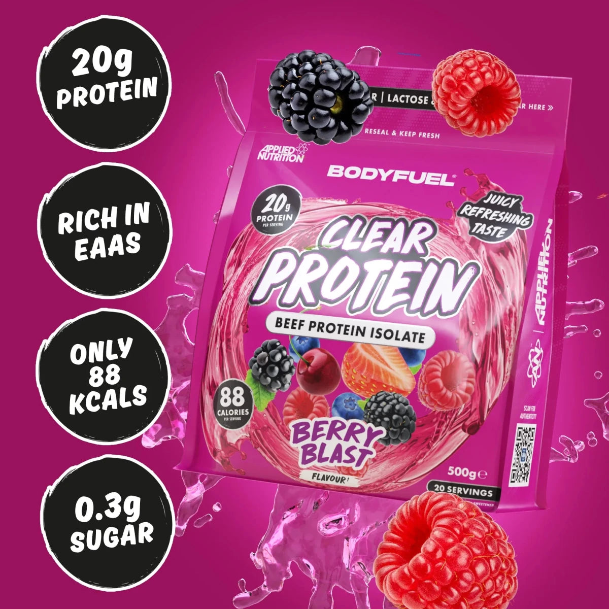 BODYFUEL Clear Beef Protein Isolate 500 g (20 Portionen)