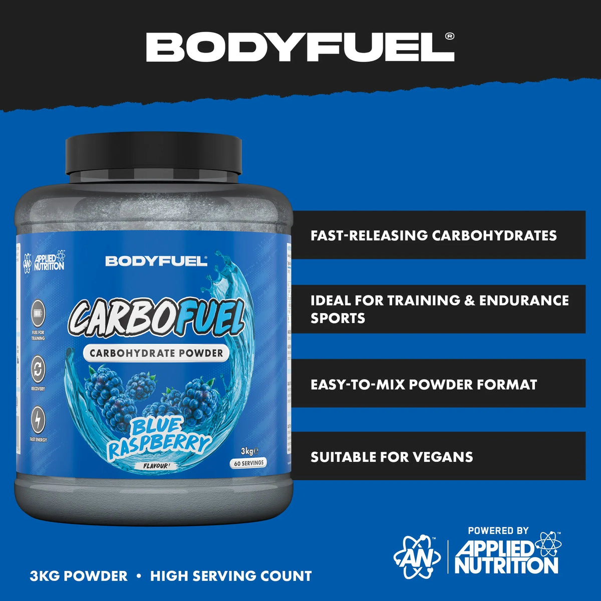 Body Fuel Powder BodyFuel™ CarboFuel Carb Powder – Applied Nutrition plc