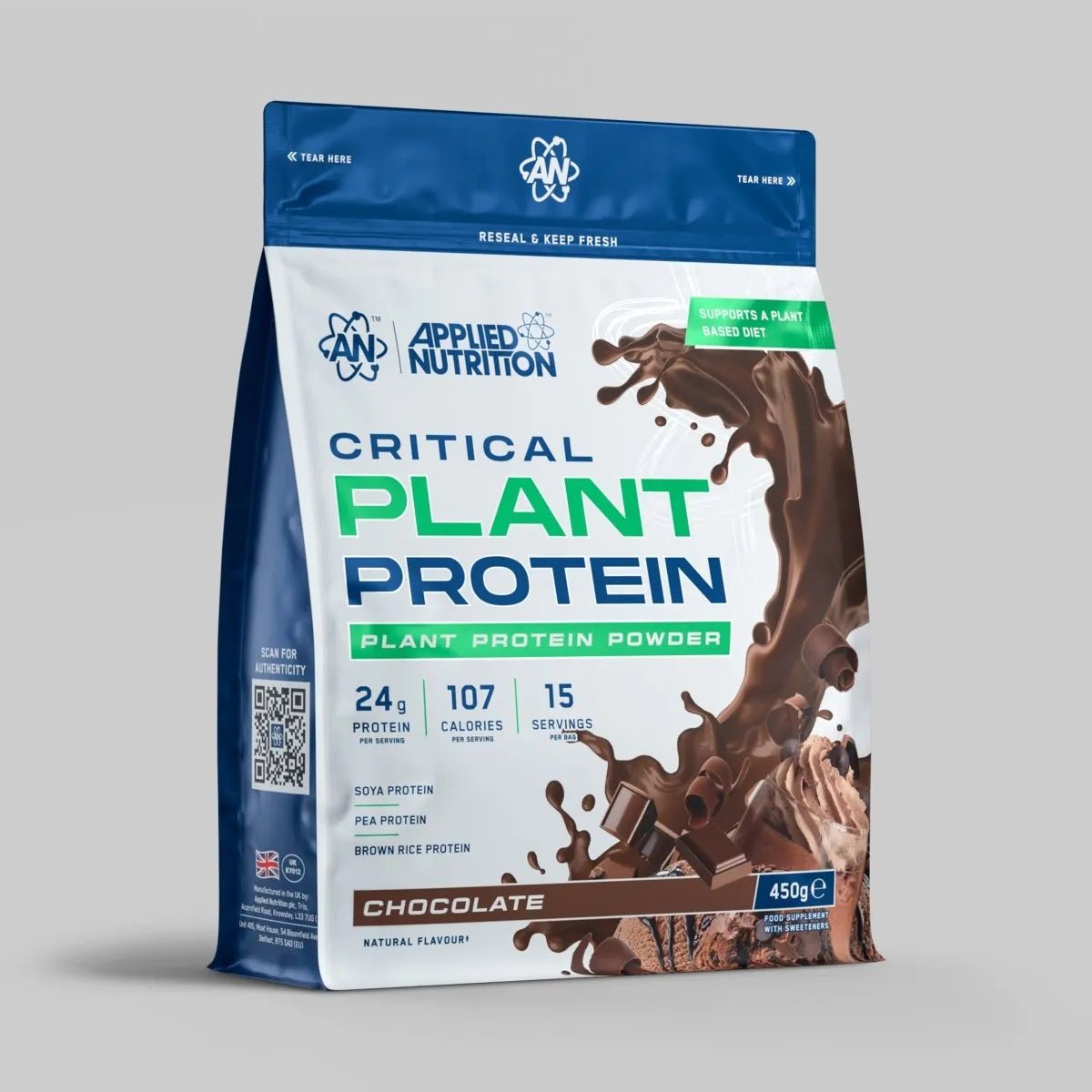 Critical Plant Protein - Chocolate flavor protein powder by APPLIED NUTRITION