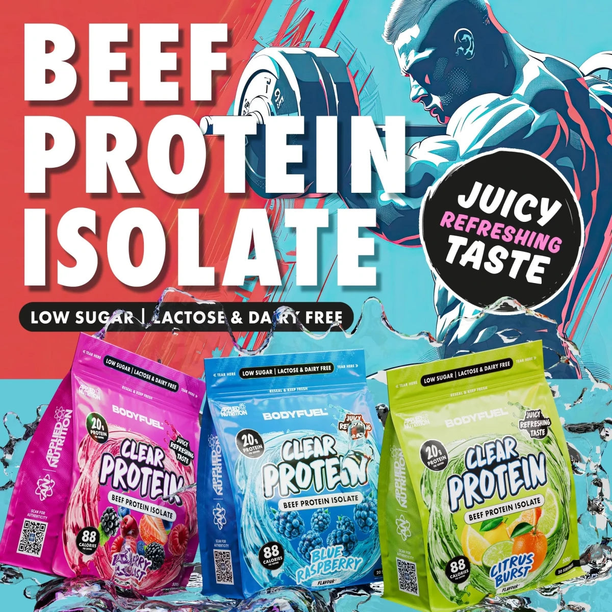 BODYFUEL Clear Beef Protein Isolate 500 g (20 Portionen)
