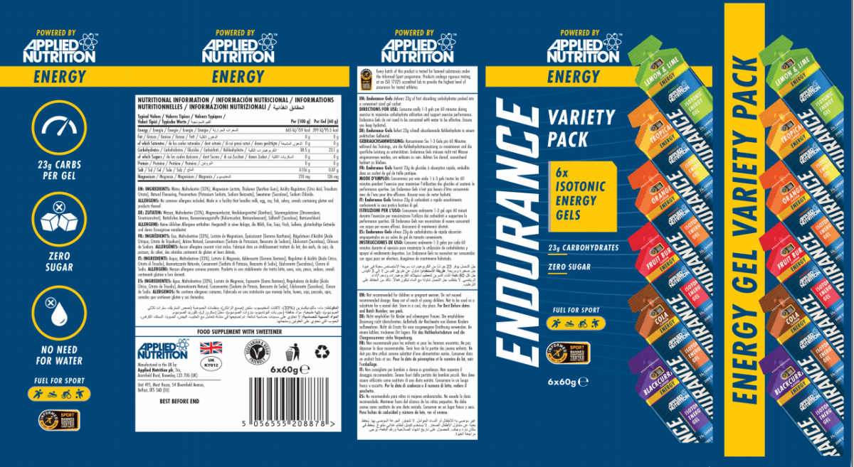 6 PACK - GEL ENDURANCE VARIETY - ENERGY