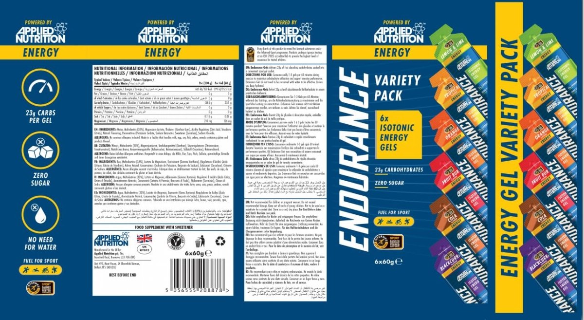 6 PACK - GEL ENDURANCE VARIETY - ENERGY