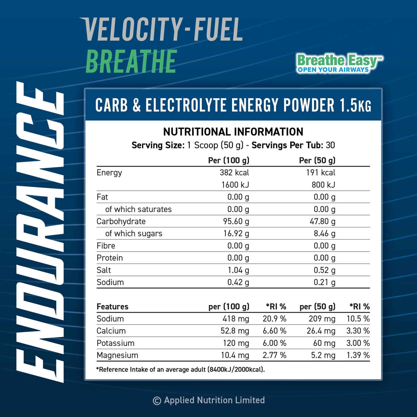 Endurance Breathe - Energy & Hydration Powder 1.5kg (30 Servings)