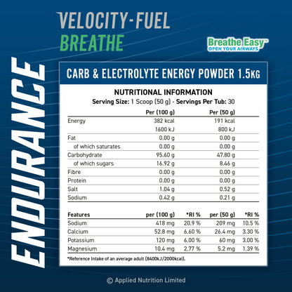 Endurance Breathe - Energy & Hydration Powder 1.5kg (30 Servings)